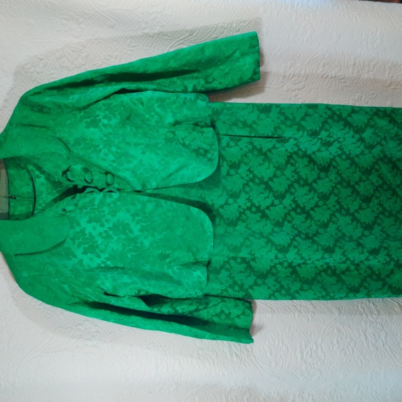 Homemade Dresses & Skirts - Vintage 1960s Handmade Brocade Rose Print Lined Dress & Short Jacket